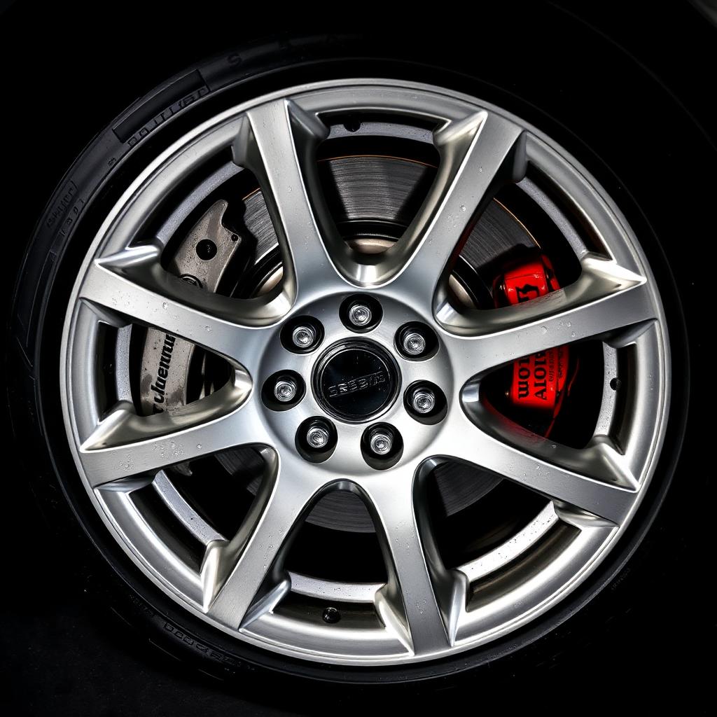 Polished alloy wheel close-up